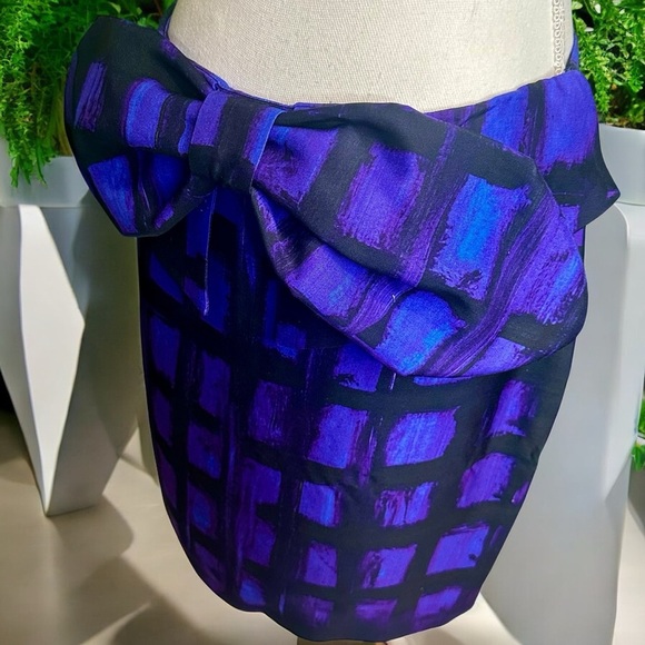 NWT Moschino Couture Purple & Black Abstract Print Bow Detail Mini Skirt Size 8 - Picture 6 of 16